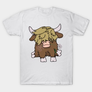 Highland Cow Eating Flowers T-Shirt